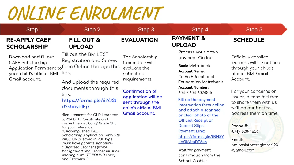 Baguio Multicultural Institute Enrollment Old Students