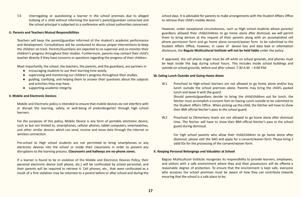 Baguio Multicultural Institute POLICY 12