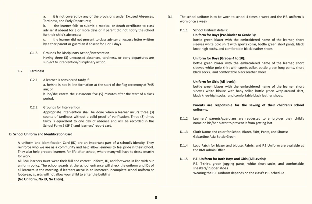 Baguio Multicultural Institute POLICY 3