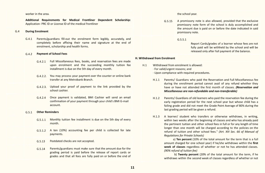 Baguio Multicultural Institute POLICY 6