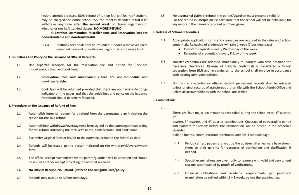 Baguio Multicultural Institute POLICY 7